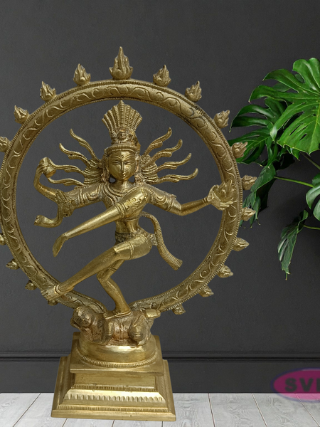 Handmade Nataraja Brass Idol 8 Inch – Lord Shiva Dancing Statue with Prabha Mandala