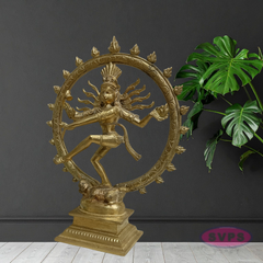 Handmade Nataraja Brass Idol 8 Inch – Lord Shiva Dancing Statue with Prabha Mandala