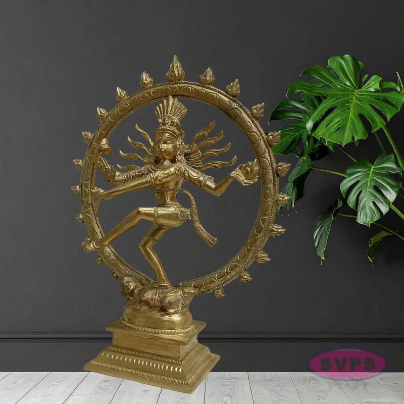 Handmade Nataraja Brass Idol 8 Inch – Lord Shiva Dancing Statue with Prabha Mandala