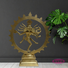 Handmade Nataraja Brass Idol 8 Inch – Lord Shiva Dancing Statue with Prabha Mandala