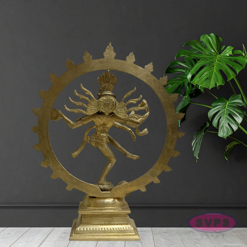 Handmade Nataraja Brass Idol 8 Inch – Lord Shiva Dancing Statue with Prabha Mandala