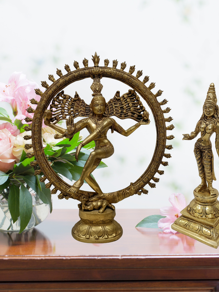 Brass Shiva Nataraja with Goddess Statue Combo