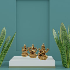Brass Lakshmi Ganesha Saraswati Idol Set – Perfect Housewarming Gift