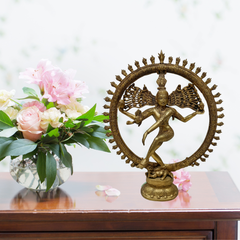 Brass Shiva Nataraja with Goddess Statue Combo
