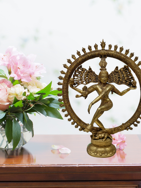 Brass Shiva Nataraja with Goddess Statue Combo