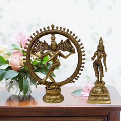 Brass Shiva Nataraja with Goddess Statue Combo