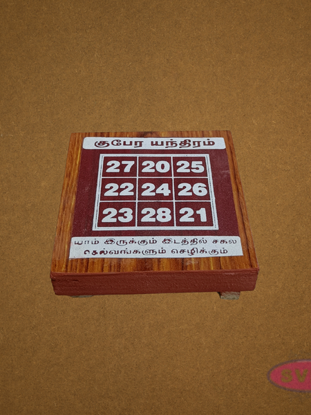 Kubera Yantra Wooden Pooja Manai – Auspicious Wealth Prayer Platform