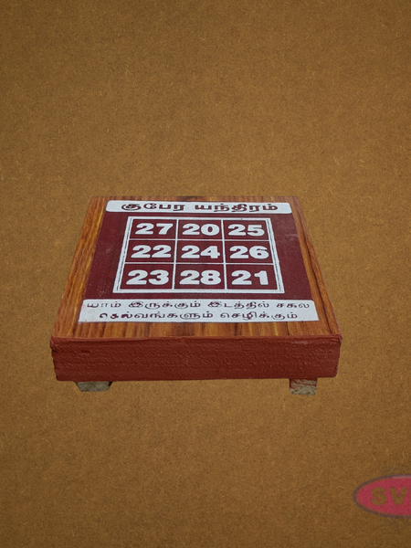 Kubera Yantra Wooden Pooja Manai – Auspicious Wealth Prayer Platform