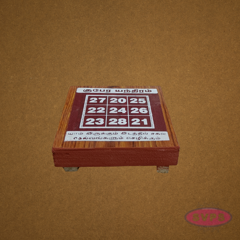 Kubera Yantra Wooden Pooja Manai – Auspicious Wealth Prayer Platform