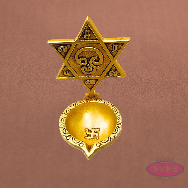 Om Saravana Bhava Vilakku Brass Diya – Murugan Pooja & Home Temple Décor