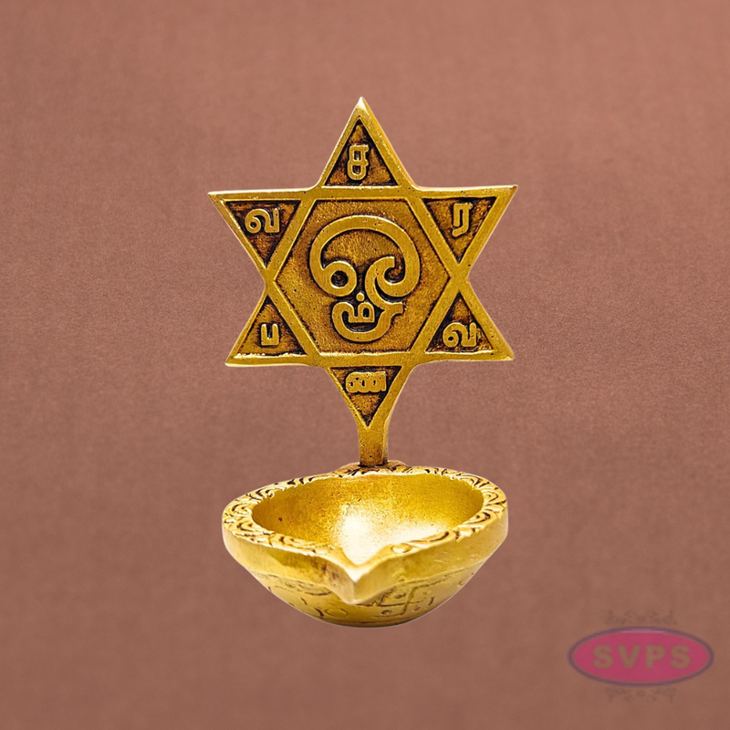 Om Saravana Bhava Vilakku Brass Diya – Murugan Pooja & Home Temple Décor