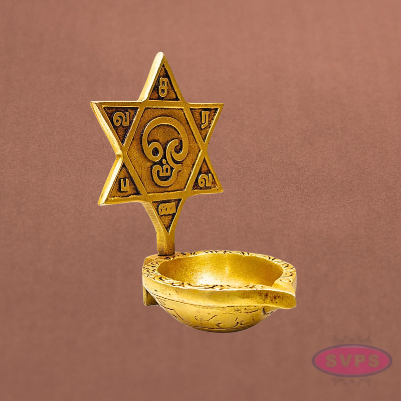 Om Saravana Bhava Vilakku Brass Diya – Murugan Pooja & Home Temple Décor