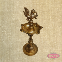 Panchaloha Peacock Vilakku – Handmade Traditional Oil Lamp for Pooja & Home Decor