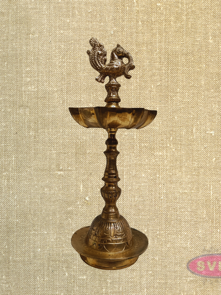 Panchaloha Peacock Vilakku – Handmade Traditional Oil Lamp for Pooja & Home Decor