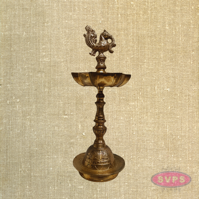 Panchaloha Peacock Vilakku – Handmade Traditional Oil Lamp for Pooja & Home Decor