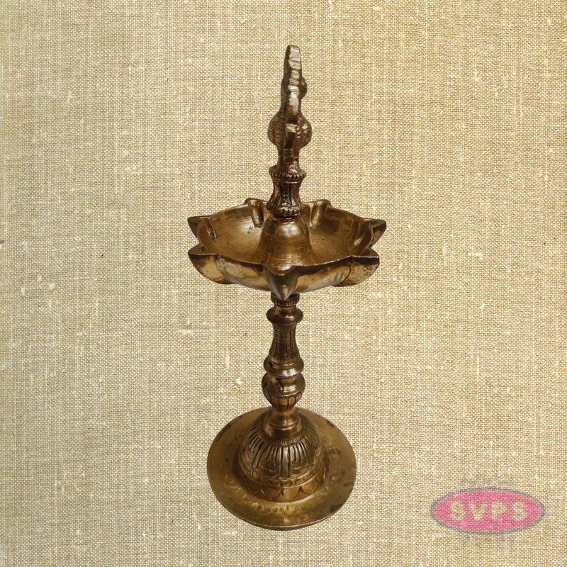 Panchaloha Peacock Vilakku – Handmade Traditional Oil Lamp for Pooja & Home Decor