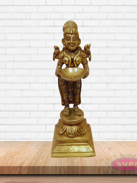 Handcrafted Brass Pavai Vilakku – Lakshmi Standing Deepam Idol