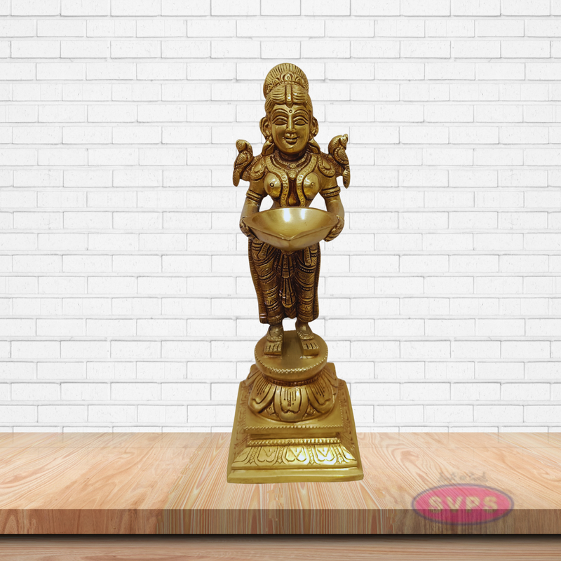 Handcrafted Brass Pavai Vilakku – Lakshmi Standing Deepam Idol