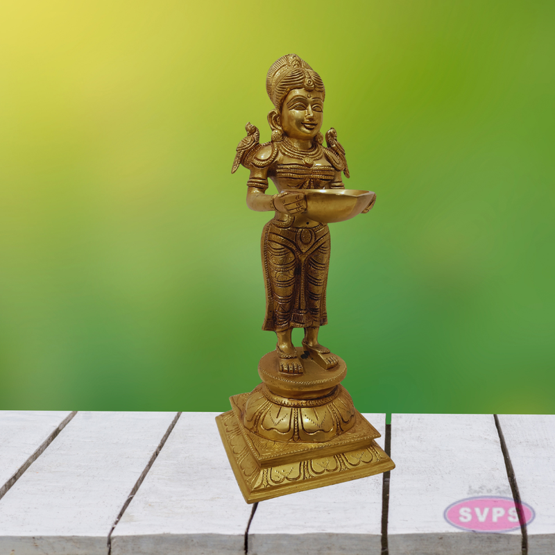 Brass Pavai Vilakku Idol – Traditional Lakshmi Lamp Holder Statue