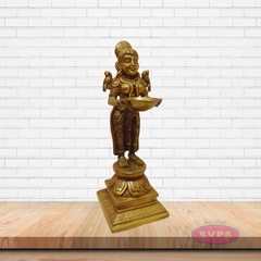 Handcrafted Brass Pavai Vilakku – Lakshmi Standing Deepam Idol