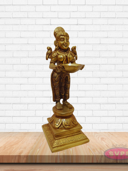 Handcrafted Brass Pavai Vilakku – Lakshmi Standing Deepam Idol