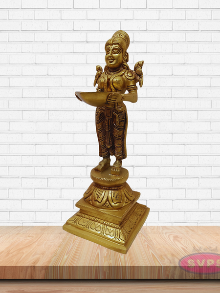 Handcrafted Brass Pavai Vilakku – Lakshmi Standing Deepam Idol