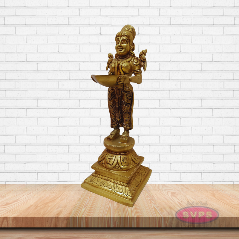 Handcrafted Brass Pavai Vilakku – Lakshmi Standing Deepam Idol
