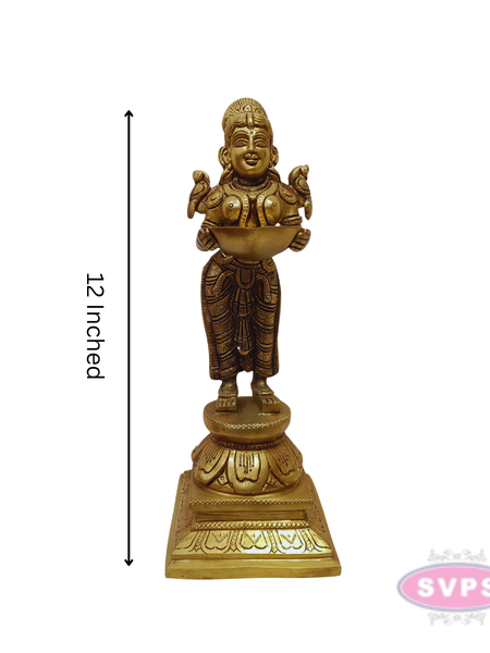 Handcrafted Brass Pavai Vilakku – Lakshmi Standing Deepam Idol