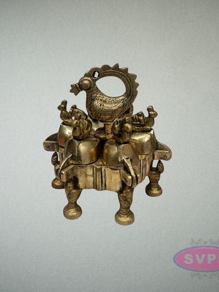 Handcrafted Brass Peacock Ritual Box with Decorative Lids