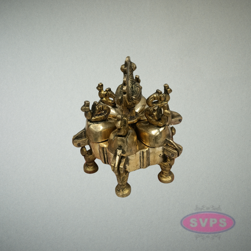 Handcrafted Brass Peacock Ritual Box with Decorative Lids