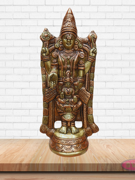 Balaji Perumal with Goddess Lakshmi Decorative Brass Statue