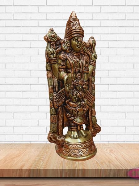 Balaji Perumal with Goddess Lakshmi Decorative Brass Statue