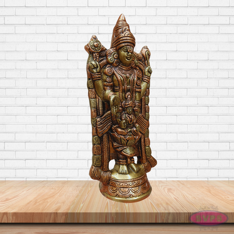 Balaji Perumal with Goddess Lakshmi Decorative Brass Statue