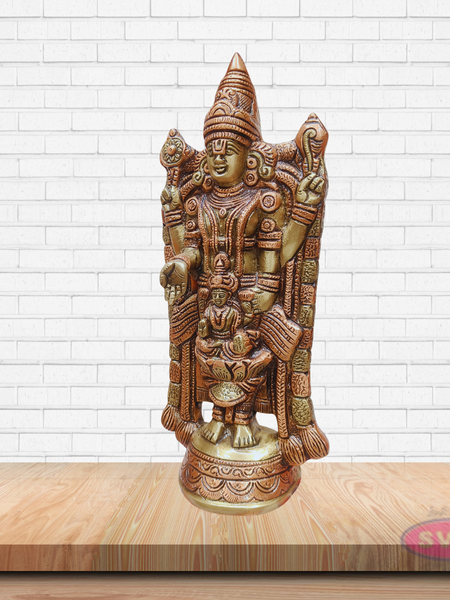 Balaji Perumal with Goddess Lakshmi Decorative Brass Statue