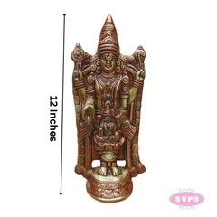 Balaji Perumal with Goddess Lakshmi Decorative Brass Statue