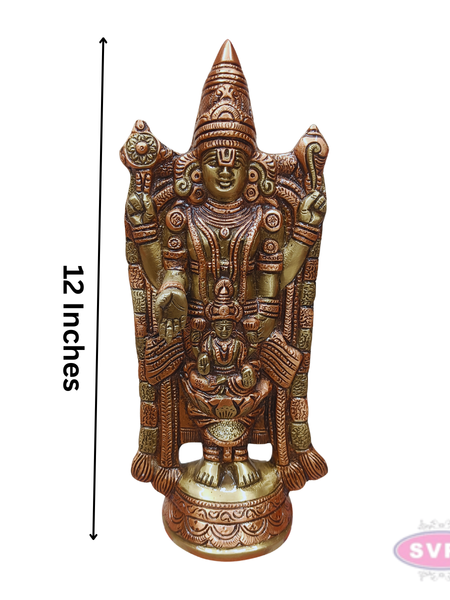 Balaji Perumal with Goddess Lakshmi Decorative Brass Statue