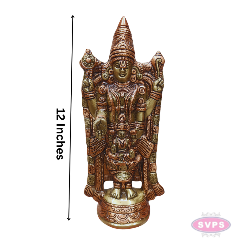 Balaji Perumal with Goddess Lakshmi Decorative Brass Statue