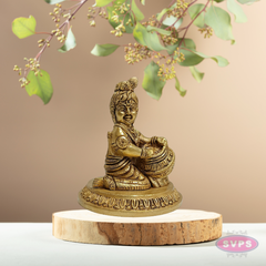 Antique Finish Brass Baby Krishna with Butter Pot – Divine Home Decor