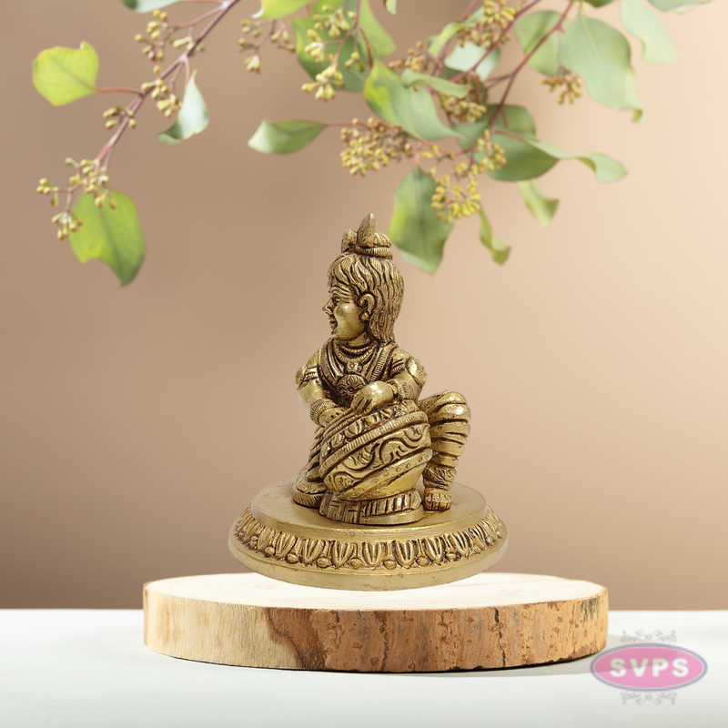 Antique Finish Brass Baby Krishna with Butter Pot – Divine Home Decor