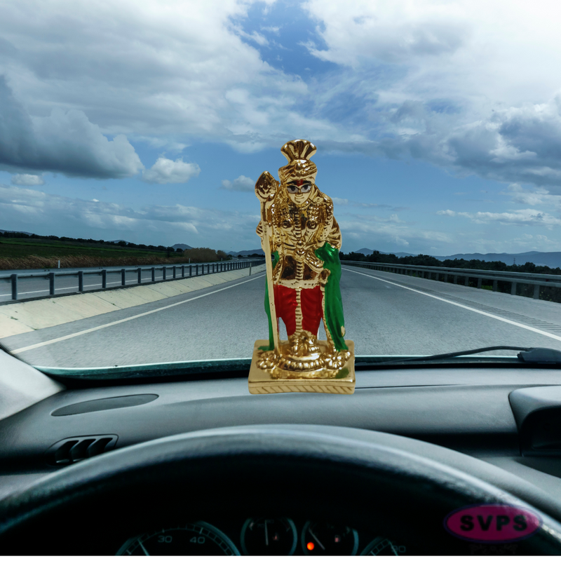 Gold Plated And Silver Plated Palani Murugan Car Dashboard