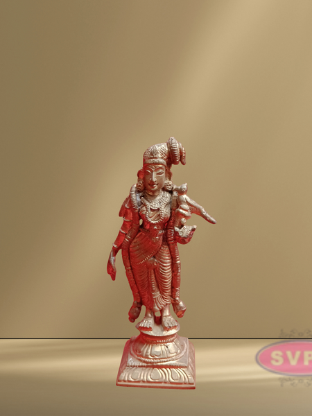 Panchalogam Andal With Parrot Statue