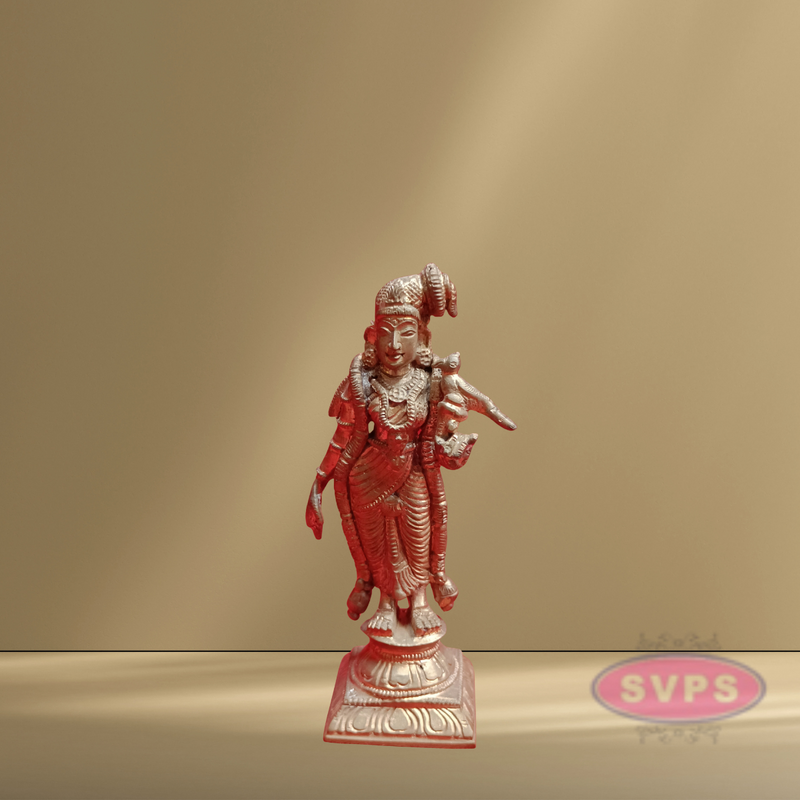 Panchalogam Andal With Parrot Statue