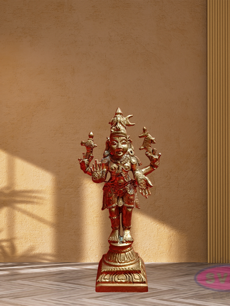 Panchalogam Sivan Standing With 4 Hands Statue