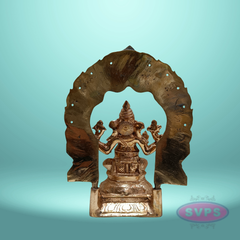 Panchaloha Ganesh Murti Sitting On Base With Arch