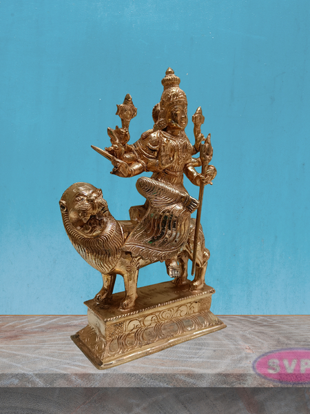 Panchaloha Goddess Durga Maa Seated On Lion Statue
