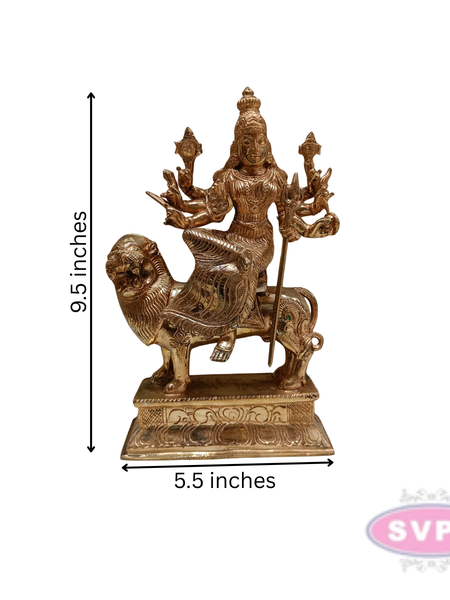 Panchaloha Goddess Durga Maa Seated On Lion Statue