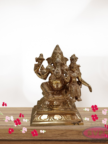 Panchaloham Ganapati Seated with Riddhi Idol