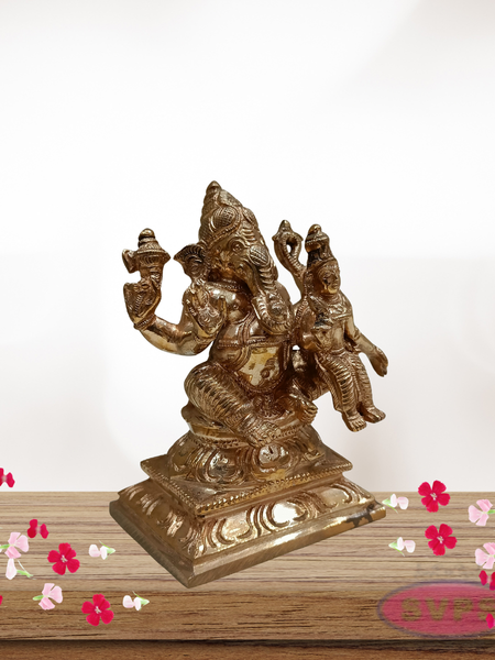 Panchaloham Ganapati Seated with Riddhi Idol