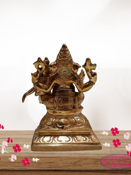 Panchaloham Ganapati Seated with Riddhi Idol