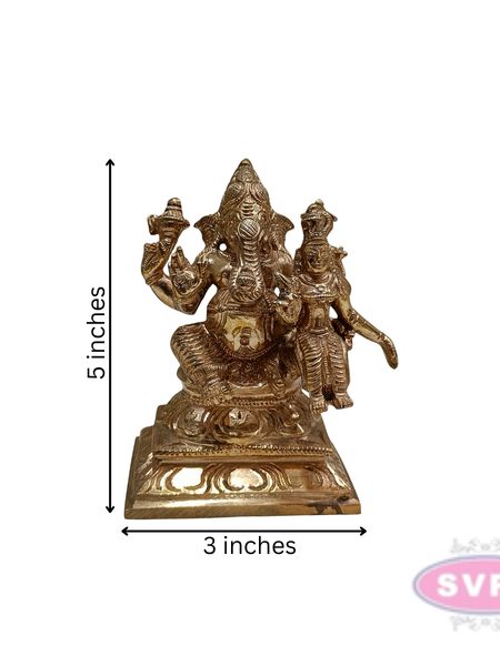 Panchaloham Ganapati Seated with Riddhi Idol